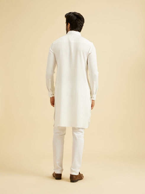 Manyavar Ethereal White Celebration Kurta