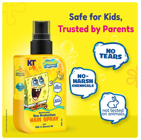 Kt Kids Gift Set Hair Care For Boys 8 12 Years Shampoo Conditioner Protein Cream Hair Serum Sun Protection Hair Spray Yellow Gift Bag FREE Keychain