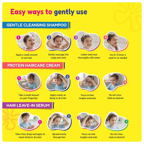 Kt Kids Haircare Trio Combo Gentle Cleansing Shampoo Boys Age 3 7years Conditioner Protein Haircare Cream Hair Leave In Serum