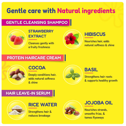 Kt Kids Haircare Trio Combo Gentle Cleansing Shampoo Girls Age 3 7 yrs Conditioner Protein Haircare Cream Hair Leave In Serum