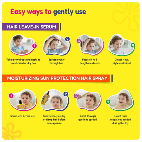 Kt Kids Hair Care Protection Combo Hair Leave In Serum Moisturizing Sun Protection Hair Spray