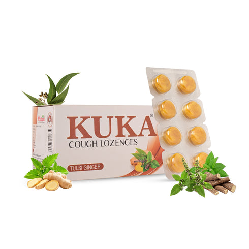 Multani Pharmaceuticals Limited Multani Kuka Tulsi Ginger Cough Lozenges 48 Tablets For Sore Throat & Irritating Cough 6X8 Strips