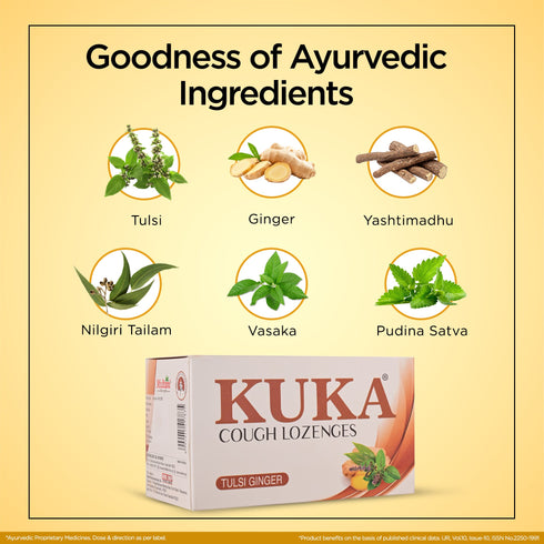 Multani Pharmaceuticals Limited Multani Kuka Tulsi Ginger Cough Lozenges 48 Tablets For Sore Throat & Irritating Cough 6X8 Strips