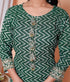 Miravan Womens Green Zigzag Print Embroidery Rayon Straight Kurti