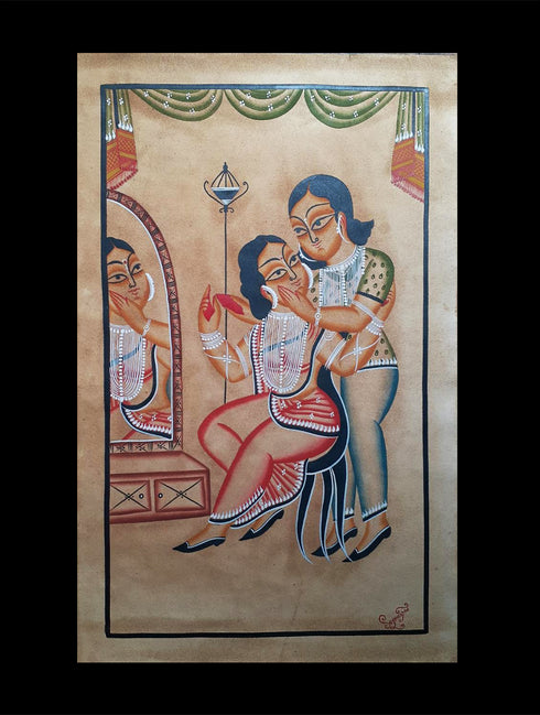 The India Craft House Kalighat Painting With Mount | The Couple
