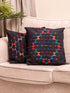 The India Craft House Kashida Pattu Woven Cushion Covers | Black Beauty