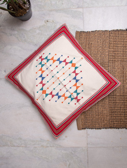 The India Craft House Kashida Woven Floor Cushion Covers | Large