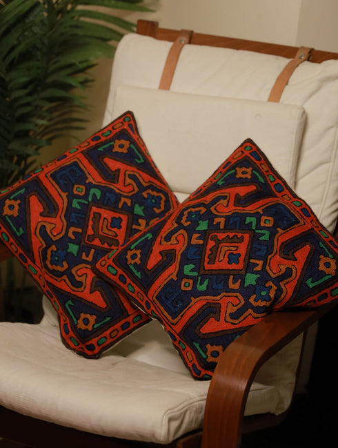 The India Craft House Kashmiri Crewel Work Cushion Covers | Moroccan Appeal