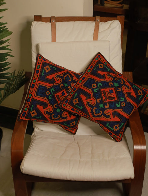 The India Craft House Kashmiri Crewel Work Cushion Covers | Moroccan Appeal