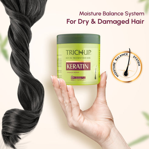 Vasuestore trichup keratin shampoo hair mask hair cream fortified with keratin protein hair spa at home kit for intense damaged hair repair rebuild the strength reduce breakage of your hair