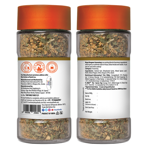 Keya Oregano Seasoning All Natural & Healthy Spice Blend for Pizza Pasta & More Glass Bottle Premium Herbs and Spices Contains Freeze dried herbs Export Quality No Preservatives The rich aroma that lasts