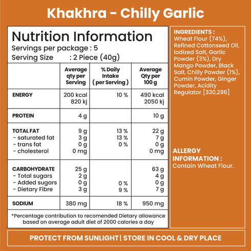 Jabsons Foods Chilli Garlic Khakhra