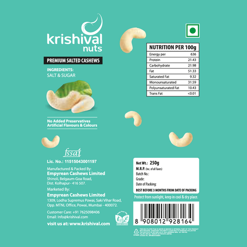 Krishival Salted Cashew 250gm
