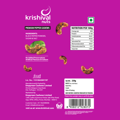 Krishival Pepper Cashew 250gm