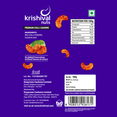 Krishival Chilli Cashews 100 gm