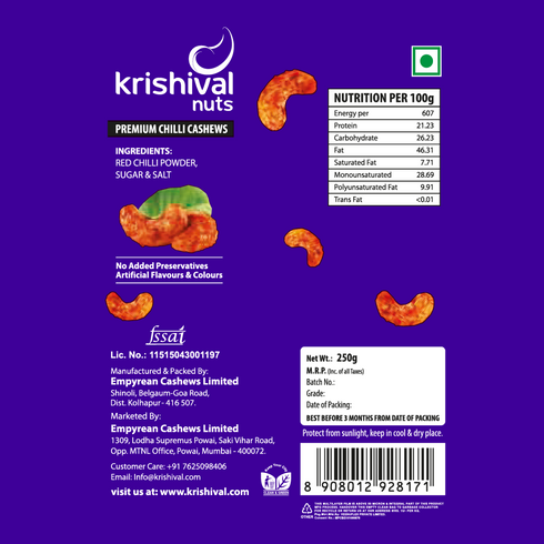 Krishival Chilli Cashews 100 gm