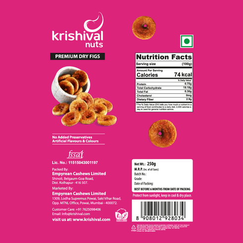 Krishival Premium Quality Dry Figs 1Kg