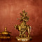 CREATUNIQ Krishna with Cow Brass Statue with Antique Polish