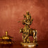 CREATUNIQ Krishna with Cow Brass Statue with Antique Polish