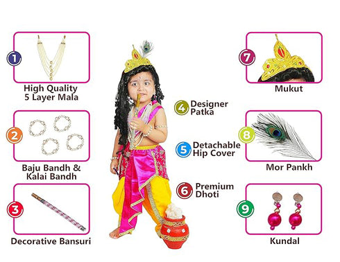 Krishna Costume with Dhoti Dupatta Mukut Flute