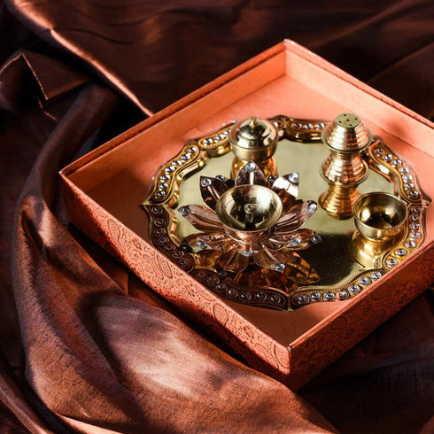 Samskara Home Kundan Embellished Thali Gift Set