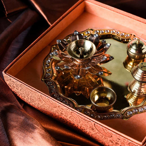 Samskara Home Kundan Embellished Thali Gift Set