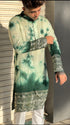 Kzari Handcrafted Green Tie & Dye Kurta with Exquisite Borders