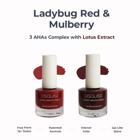 Disguise Happy Healthy Nail Polish Combo Ladybug Red 102 + Mulberry 101
