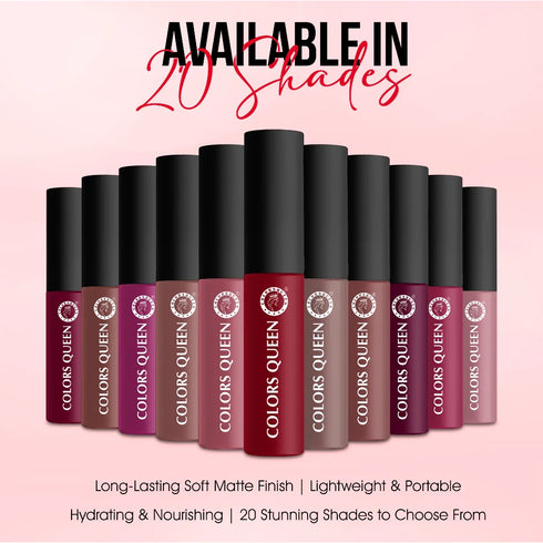 Colors Queen Mellow Matte Lip Cream Lipstick with Vitamin E | 6ml