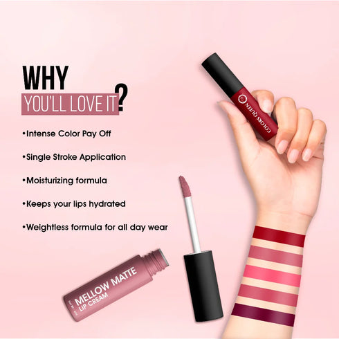 Colors Queen Mellow Matte Lip Cream Lipstick with Vitamin E | 6ml