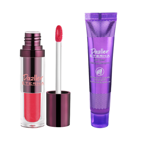 Dazller Cosmetics Eterna Combo Pack: Long Stay Lip Colour + All Clear Makeup Remover