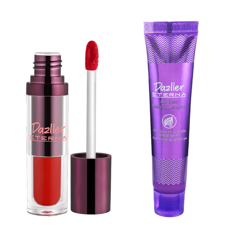 Dazller Cosmetics Eterna Combo Pack: Long Stay Lip Colour + All Clear Makeup Remover