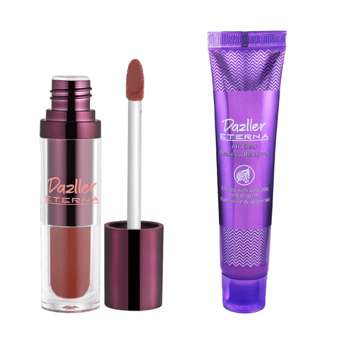 Dazller Cosmetics Eterna Combo Pack: Long Stay Lip Colour + All Clear Makeup Remover