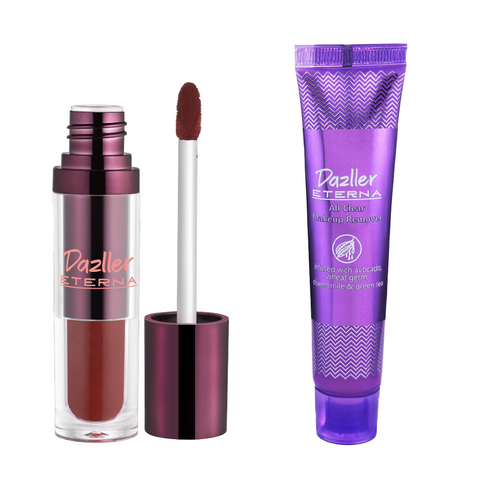 Dazller Cosmetics Eterna Combo Pack: Long Stay Lip Colour + All Clear Makeup Remover