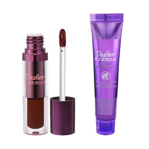Dazller Cosmetics Eterna Combo Pack: Long Stay Lip Colour + All Clear Makeup Remover