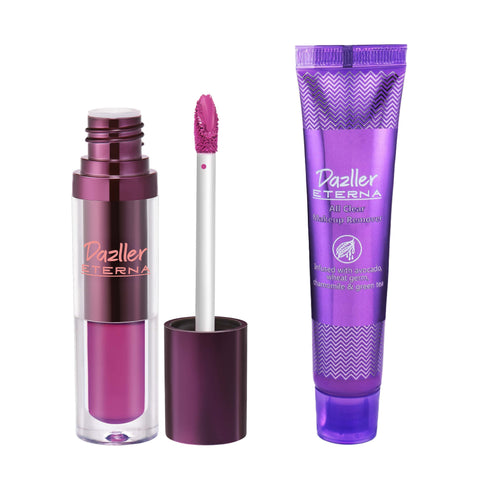 Dazller Cosmetics Eterna Combo Pack: Long Stay Lip Colour + All Clear Makeup Remover