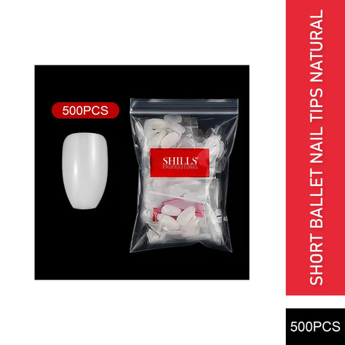 Shills Professional PKT 500pcs Short Ballet Nail Tips Natural