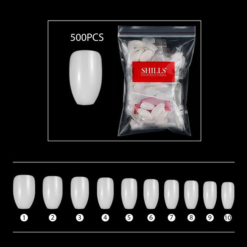 Shills Professional PKT 500pcs Short Ballet Nail Tips Natural