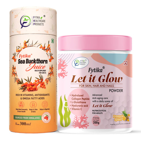 Fytika Sea Buckthorn Juice with Let it Glow Collagen Powder Pineapple Flavor