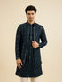 Manyavar Teal Blue Georgette Kurta Jacket Set