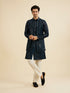 Manyavar Teal Blue Georgette Kurta Jacket Set