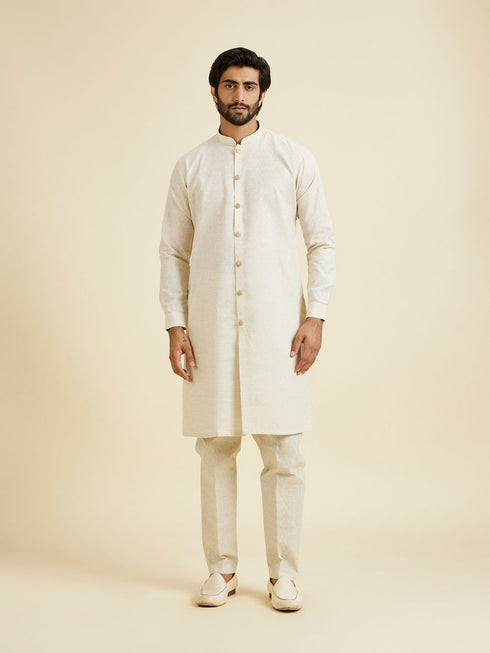 Manyavar Natural Kurta Jacket Ensemble Set