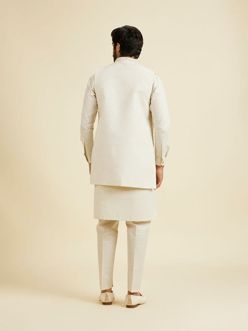 Manyavar Natural Kurta Jacket Ensemble Set