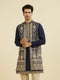 Manyavar Elegant Dark Blue Ensemble Kurta Jacket Set