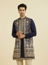 Manyavar Elegant Dark Blue Ensemble Kurta Jacket Set