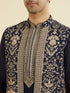 Manyavar Elegant Dark Blue Ensemble Kurta Jacket Set