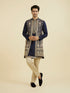 Manyavar Elegant Dark Blue Ensemble Kurta Jacket Set