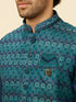 Manyavar Teal Blue Luxe Kurta Jacket Set