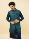 Manyavar Teal Blue Luxe Kurta Jacket Set