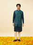 Manyavar Teal Blue Luxe Kurta Jacket Set